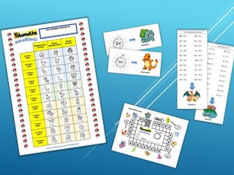Pokemon Times Table Tracker and Assessment Sheets