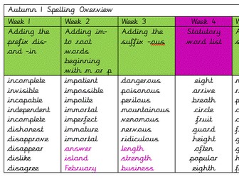 Year 3 Spelling Overview