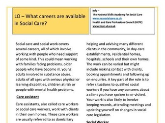 What careers are available in Social Care?