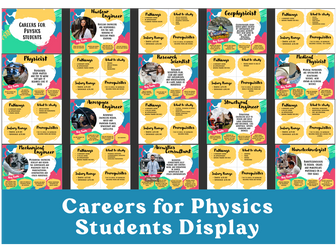 Physics careers display posters - 13 careers for Physics students