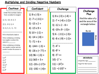 Multiplying and dividing negative numbers