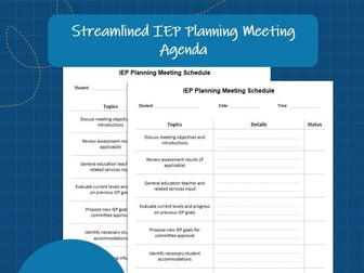 IEP Planning Meeting Agenda – Special Education Meeting Template
