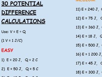 Potential difference calculation