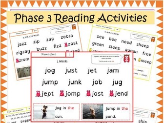 Phase 3 Letters and Sounds Segmenting and Blending Quick Reading Activities