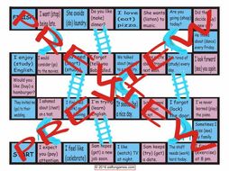 Gerunds versus Infinitives Chutes and Ladders Board Game