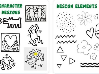 Character drawing in the style of Keith Haring worksheet / extension task