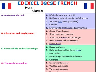 Edexcel iGCSE complete vocab list FRENCH