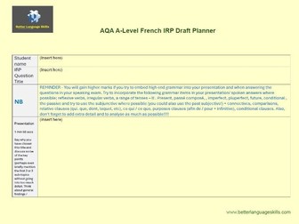 IRP Planner for AQA French A-Level