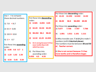 Compare and order decimal numbers