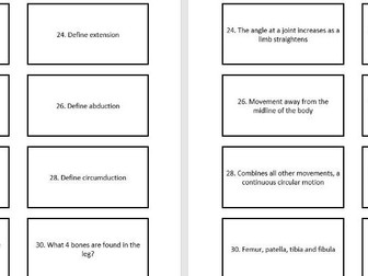 GCSE OCR PE (9-1) Flashcards - Skeletal System Revision