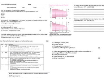 End of year GCSE Citizenship exam for the Edexcel Spec with revision guide