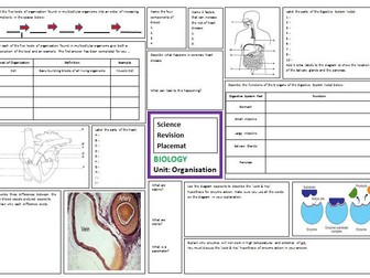 Organisation Revision Sheet for AQA GCSE Combined Science Trilogy (includes answers)