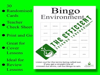 Environment Bingo - Great for Review and Cover Lessons