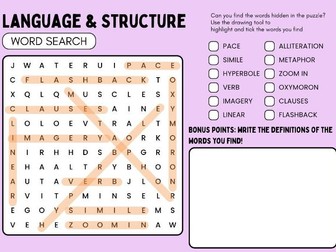 Language and Structure Devices Word Search