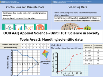 OCR AAQ in Applied Science: Handling scientific data