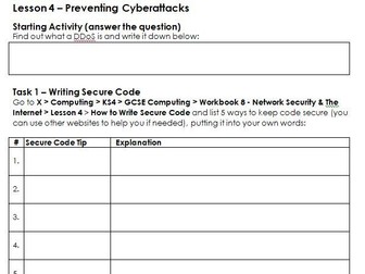 Cybersecurity &The Internet - 8 Lesson Workbook and Resources (easy to use!)