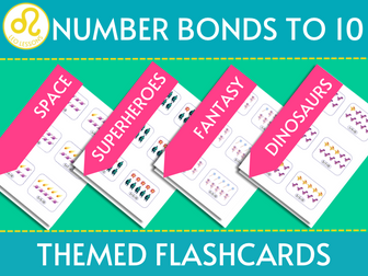 Number Bonds to 10 Themed Flashcards