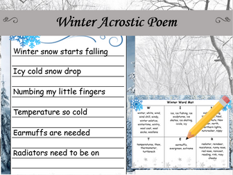 Writing - Season Poetry - Winter -  Acrostic Poem  - Lesson 4 - KS1/KS2