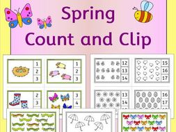 Spring and Easter Count and Clip - Kinder counting task cards for center