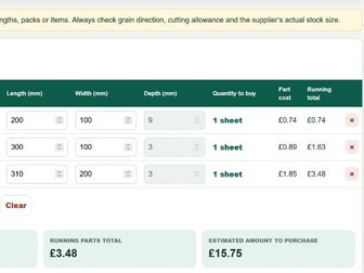 Resistant Materials materials costing support.