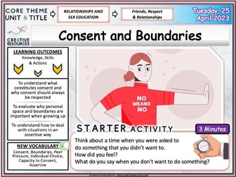 Consent + Boundaries - RSE PSHE