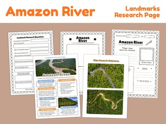 Amazon River Landmark Research Project | Geography Worksheets