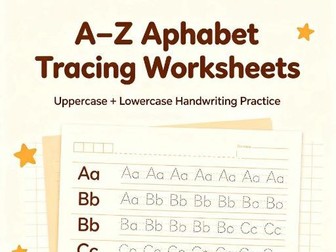 Printable A-Z Alphabet Tracing Worksheet Bundle Preschool Uppercase Lowercase Handwriting Sheets