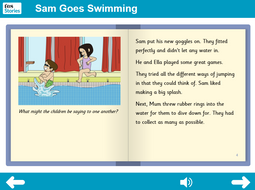Sam Goes Swimming Interactive Storybook - Independent Reader Level - PSHE KS1