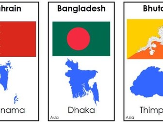 Asia Flashcards - flag, shape, capital