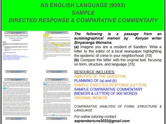 SAMPLE COMPARATIVE COMMENTARY OF MEMOIR & LETTER: CAIE AS ENGLISH LANGUAGE (9093)