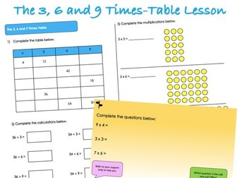 Year 4 Multiplication and Division - The 3, 6 and 9 Times-Tables Lesson