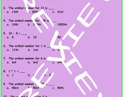 Cardinal and Ordinal Numbers 3 Worksheet Set