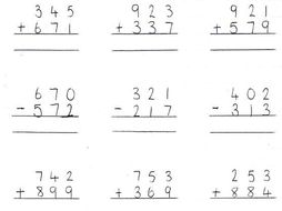 column addition and subtraction 2 digit numbers