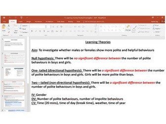 Edexcel A Level Psychology - Learning Theories - Practical Investigations