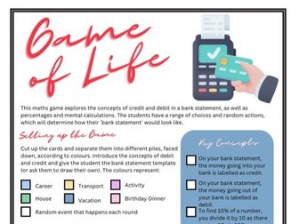 Debit/Credit Game - Game of Life