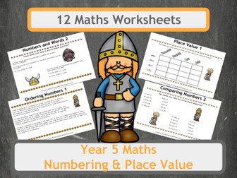 Viking Themed Numbering and Place Value Worksheets for Year 5 Classes