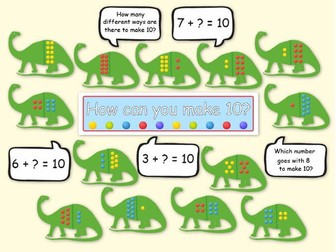 Early Years Maths, Number Bonds to 10, Dinosaur Maths Display