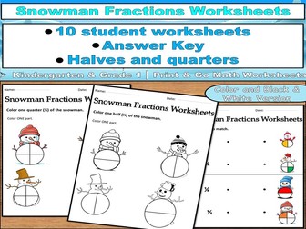 Winter Fractions Worksheets – Halves & Quarters (EYFS / Year 1)