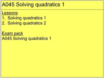 A045 Solving quadratics 1