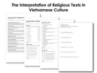 The Interpretation of Religious Texts in Vietnamese Culture (Infotext and Exercises)