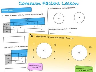 Year 5 Multiplication and Division - Common Factors Lesson