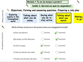 New French AQA Higher GCSE Module 1 Tu as du temps à perdre Unit 3 Qu'est-ce que tu regardes?