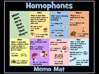 Homophones Memo Mat