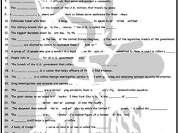 US Government and Citizenship 1 Page BW Worksheet