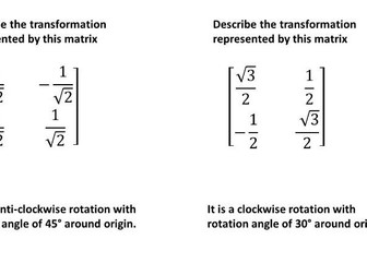 Matrix transformation for A level Year 1 further Pure  (match card activity)