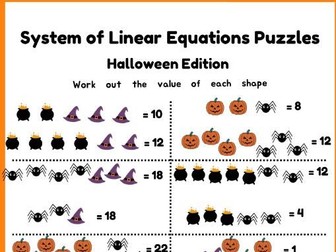 Halloween Logic Puzzles- Simultaneous Equations