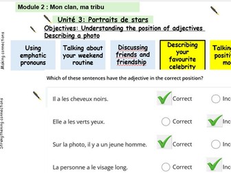 New French AQA Higher GCSE Module 2 Mon clan, ma tribu  Unit 3 Portraits de stars