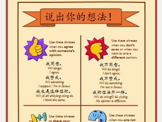 Classroom language 汉语课堂用语 - express your own ideas 说出你的想法!