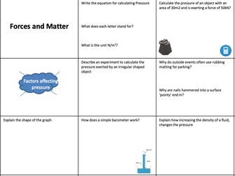 Edexcel GCSE Physics Forces+Matter revision placemat