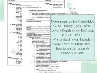 Cambridge IGCSE History (0470) China Depth Study Notes